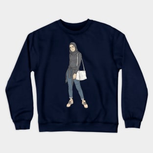 Hijab Girl Jeans Crewneck Sweatshirt